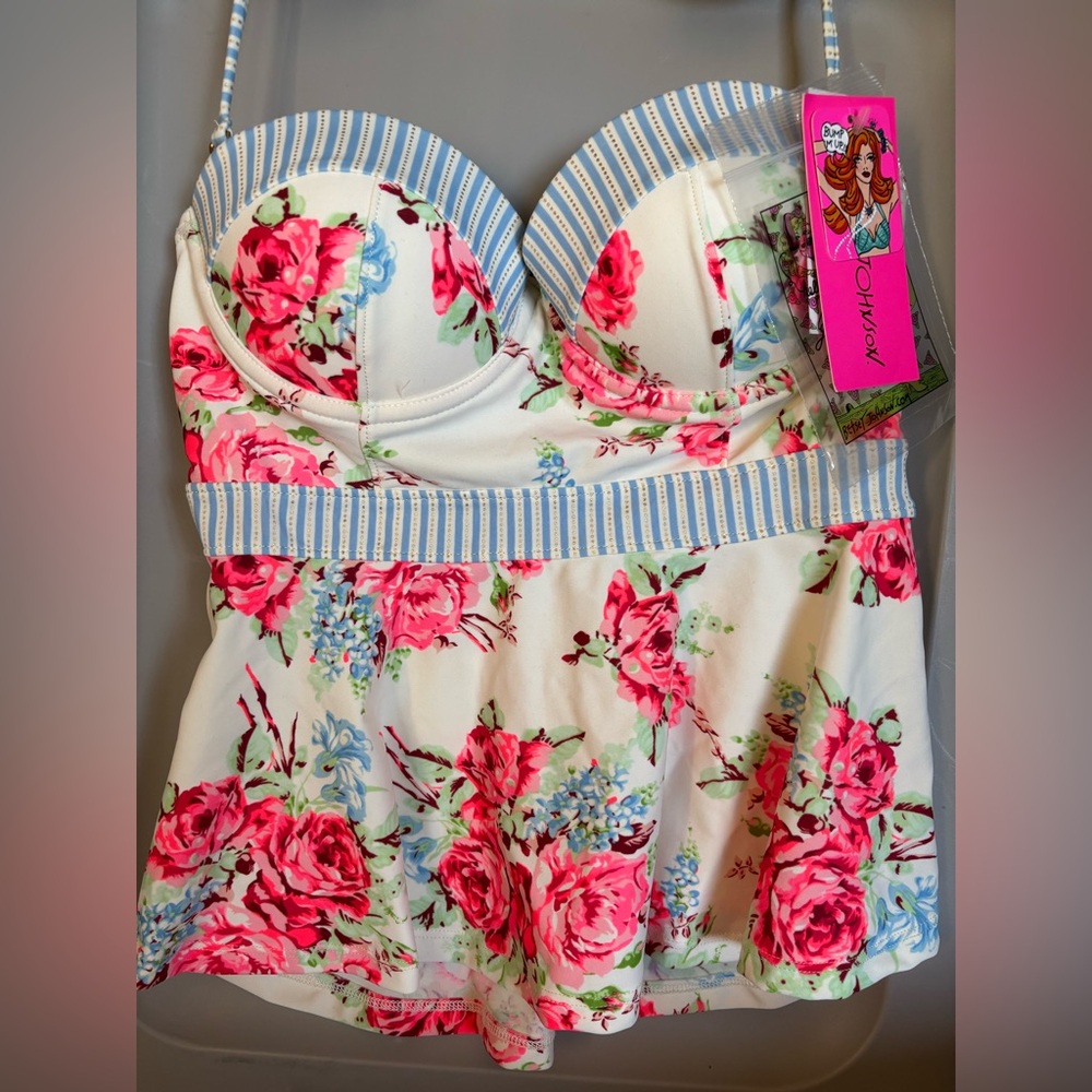 Betsey Johnson shabby chic tankini and bottoms NWT